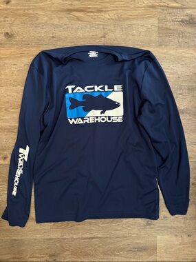 Warehouse Navy Long Sleeve Tackle Fishing Graphic Tee